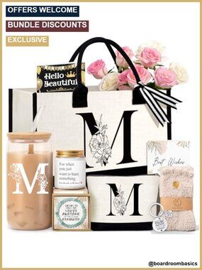 Personalized Monogrammed Tote Bag with Initial Cosmetic Bag Cup Candle Bracelet